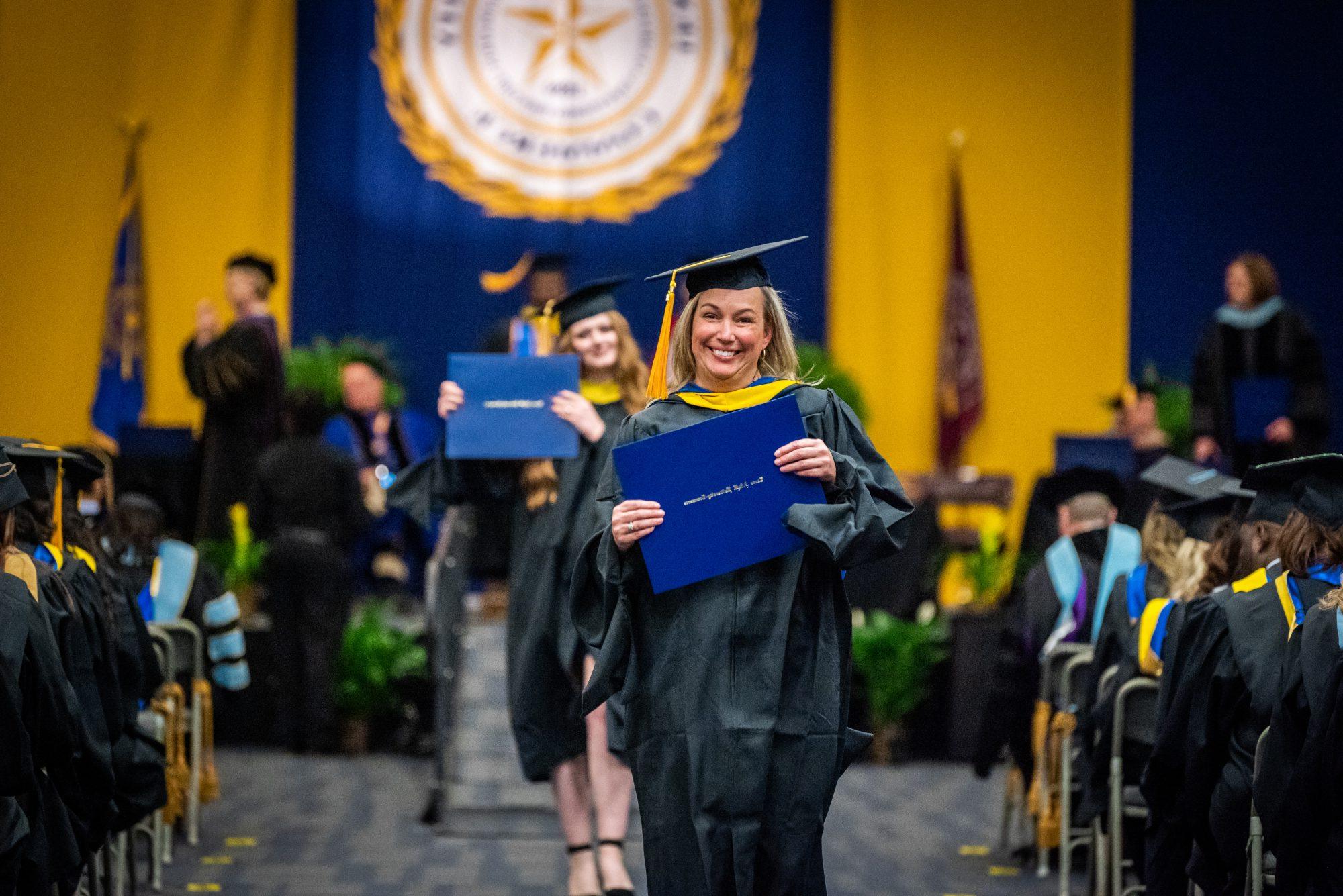 A female student graduating